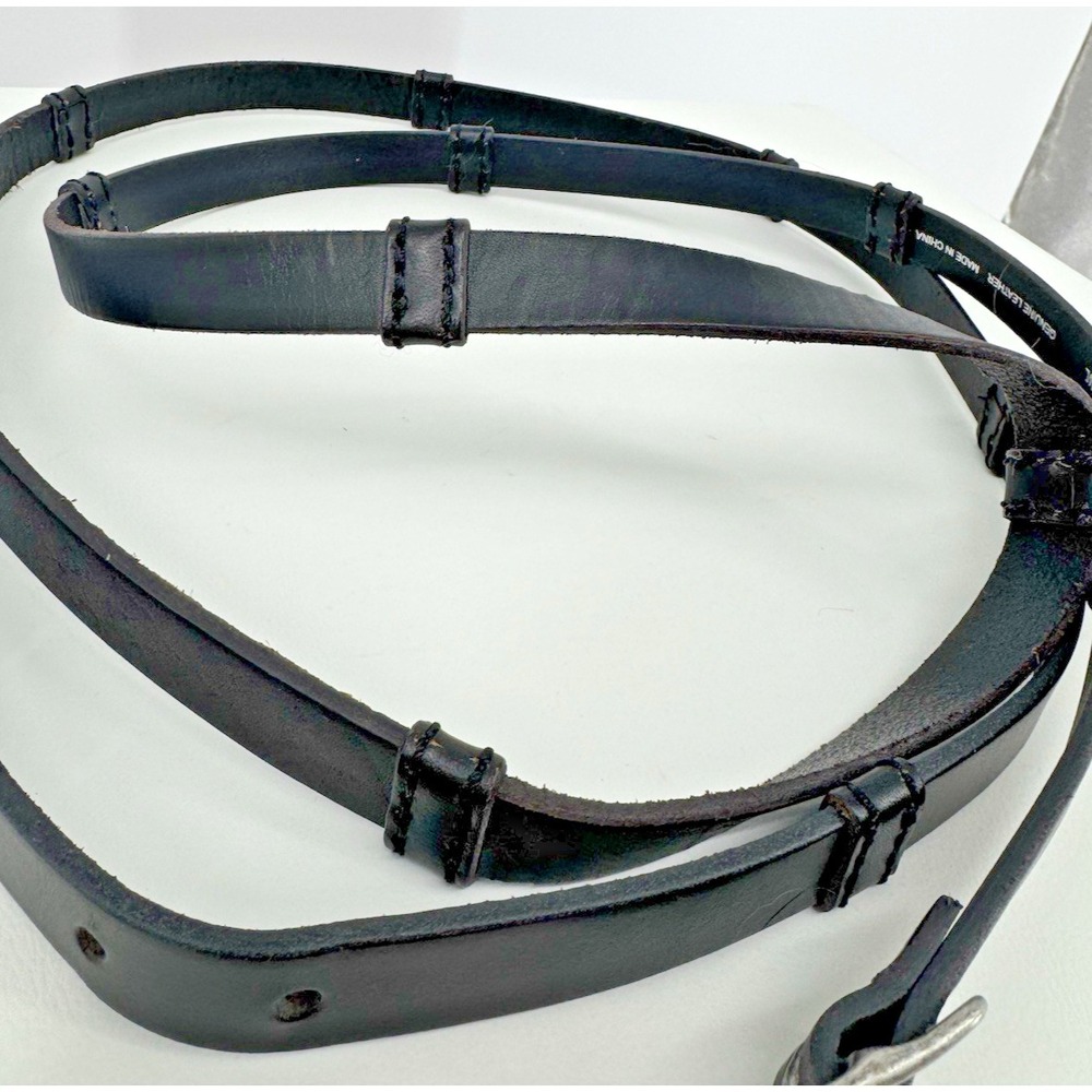 J.Jill Black Genuine Leather Wrap Belt 78" Double Loop Skinny Adjustable - Picture 6 of 9